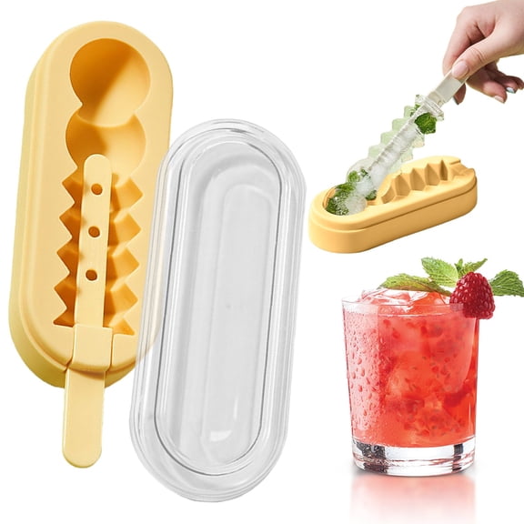 Mini Silicone Popsicle Mold, Sugar Cane Ice Molds, Silicone Popsicle Molds, Non-Stick Ice Cube Makers, Popsicles Molds, Reusable Ice Pop Mold, Handmade Dessert Ice Trays,7.48×2.36 in,Yellow