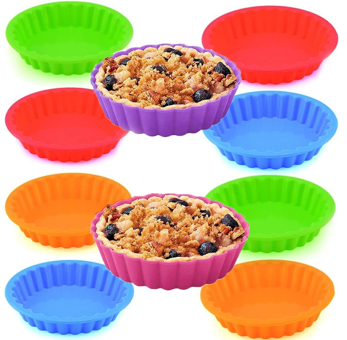 Mini Silicone Quiche Dishes,Silicone Cake Pans,Happon 5 inch 10 Pcs Non