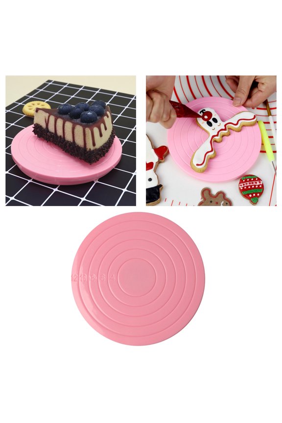 Mini Silicone Rotating Cake Turntable Revolving Cake Decorating Stand For Cupcakes Cookies Dessert Diy Decoration(Pink-14X14Cm)