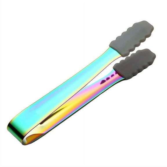 Mini Silicone Serving Tongs Kitchen Tongs with Silicone Tips and Stainless Steel Handle, Cooking Steaks, Vegetables, for Tongs Pasta, Cubes Salads, Ice Sugar WRIV