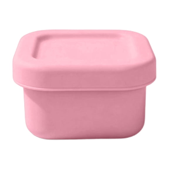 Mini Silicone Snack Containers with Lids, 100ml Reusable Silicone Food Storage Containers, Leak-Resistant Stackable Silicone Containers with Lids for Lunch, Daycare, Travel, 1Pc(Pink,2.8x2.8x1.7")