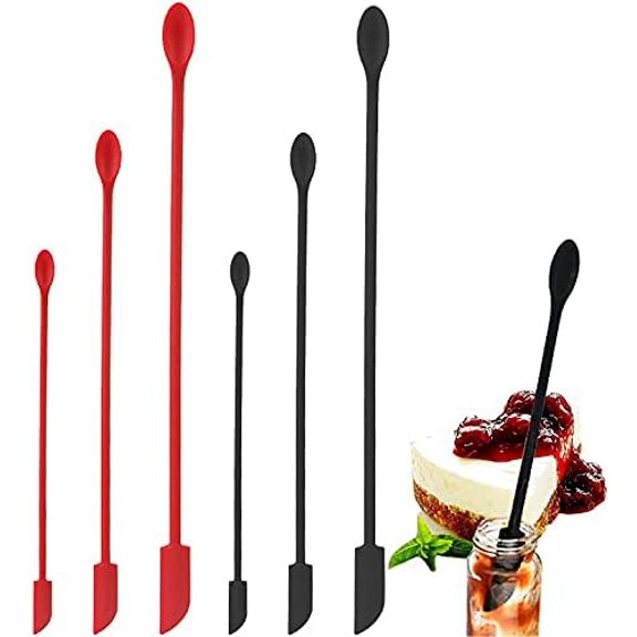 Mini Silicone Spatula, 6 PCS Jar Spatula, Reusable Double-ended Tiny Silicone Spoon for Kitchen and Beauty