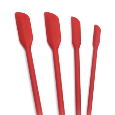 Mini Silicone Spatula-Makeup Spatula-4 Pack Small Silicone Spatula-Thin Spatula Set for Skinny Openings-EVEREST GOOSE Tiny Scraper for Jar,Kitchen Bottles,Cosmetic
