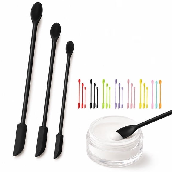Mini Silicone Spatula Set for Makeup and Skincare, 6-Piece Dual-Ended Long Flexible Cosmetic Scrapers for Deep Jars, Narrow Bottles & Travel