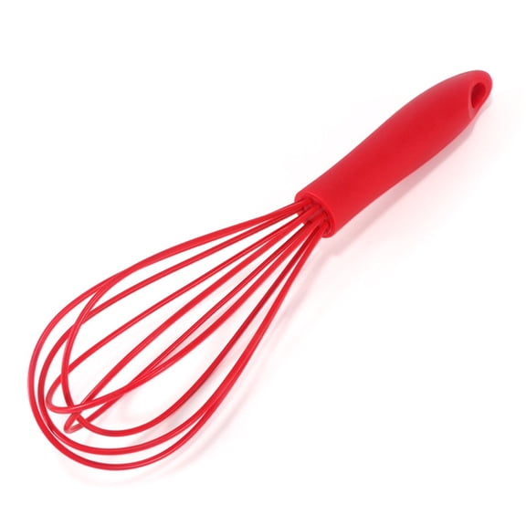 Mini Silicone Whisk, 10.2in Non-Scratch Non-Stick, Milk and Egg Beater Blender, Hand Egg Mixer, Kitchen Tool for Cooking, Baking, Mixing, Stirring(Red)