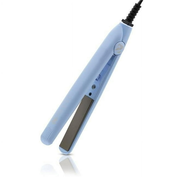 Mini Silk Travel-Perfect 0.5' Tourmaline Ceramic Dual Voltage Flat Iron - Diamond Collection - Ice Blue