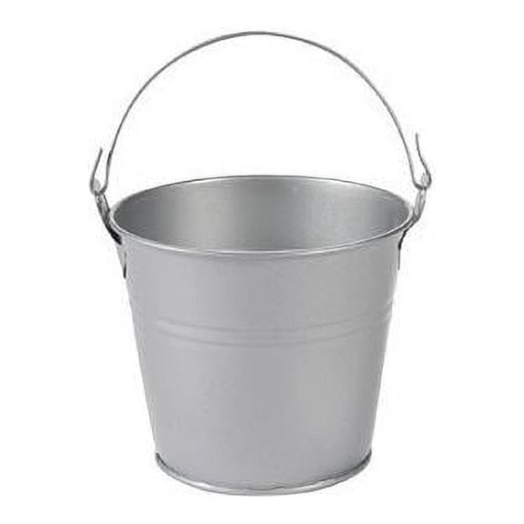 Mini Silver Tinplate Metal Pails with Handles (size 3-inch) - 12 ct