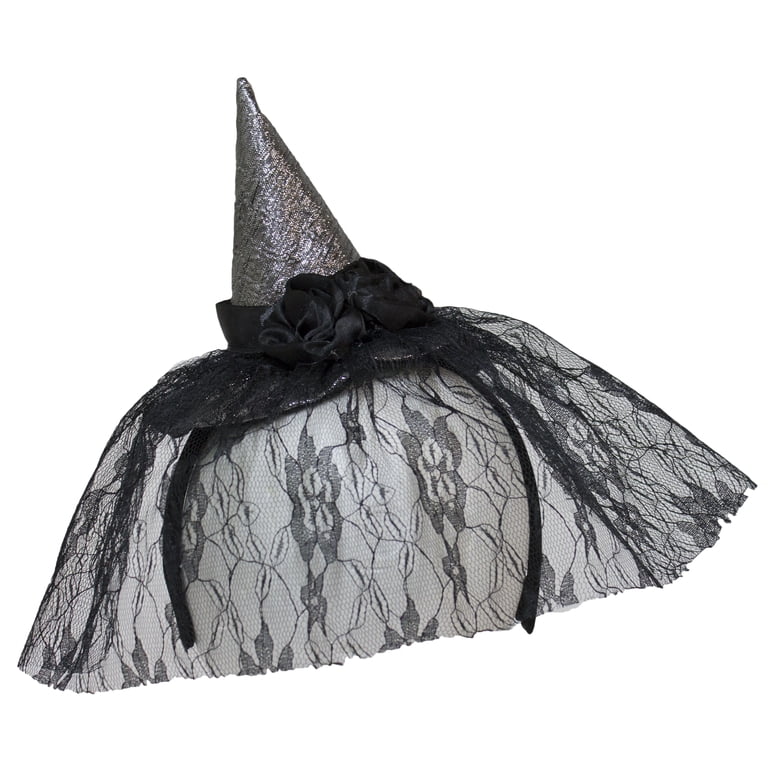 Black & Silver Flower Veil Hat Halloween Floral Veil Plague Hat - Masquerade Store main image 2