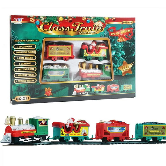 Mini Simulated Christmas Train Set with 4 Carriages & Tracks - Classic Electric - Train & Toy For Boys Kids G Ideal