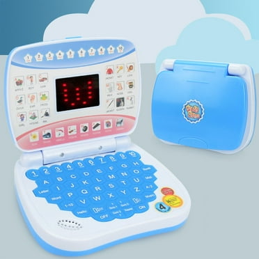 Mini Simulated Laptop Early Learning Machine for Kids with LED Display,Educational Music Toy for Children,Requires 3 AA Batteries,Multi-Functional Design for Preschool and Elementary Students Blue