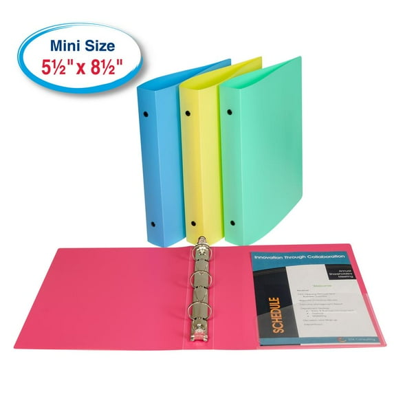 C-Line Mini Size 3-Ring Poly Binder, 1 Inch Capacity, Assorted, 1/EA, 30710