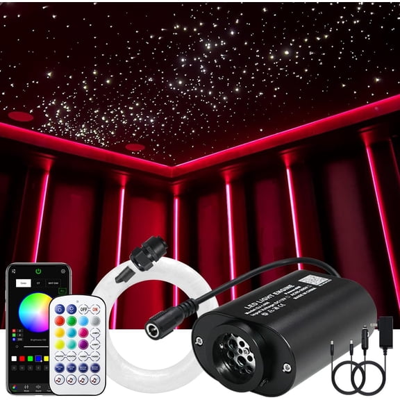 Mini Size 6W Twinkle Fiber Optic Lights, 550 count 0.03in 13.1ft/4m Optical Fibers APP Control Starlight Headliner Kit Music Activated RGBW  Ceiling Light for  and
