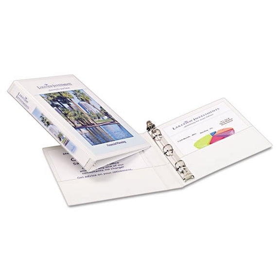 Mini Size Durable View Binder With Round Rings, 3 Rings, 0.5" Capacity, 8.5 X 5.5, White | Bundle of 2 Each