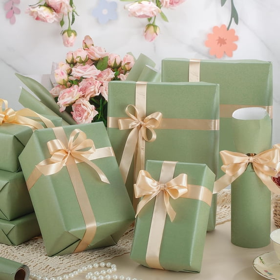Mini Size Sage Green Gift Wrapping Paper Roll 17×33 Ft, Tear Resistant Versatile Wrap Paper, Perfect for Baby Shower Wedding Birthday Holiday DIY Gift Packaging