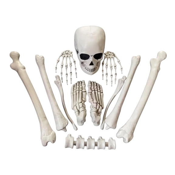 Mini Skeleton Bones Halloween Decor Set, Plastic Skull & Bone Tabletop Ornaments for Tiered Tray, Fall Party & Spooky Farmhouse Display