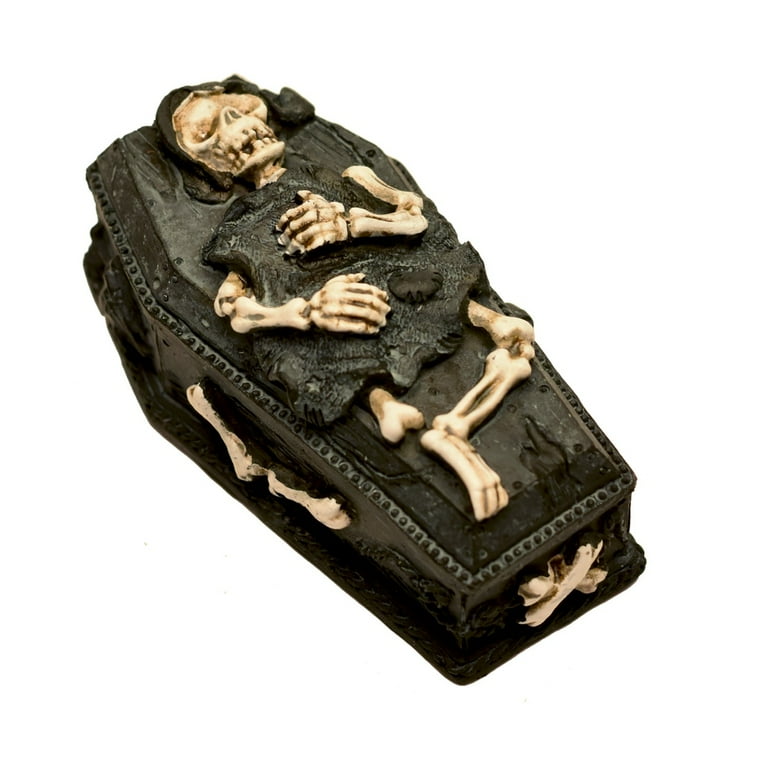 Skeleton Casket Halloween Fairy Garden Mini Coffin Box Figurine Dollhouse Decor Skeleton Casket Halloween Fairy Garden Mini Coffin Box Figurine Dollhouse Decor