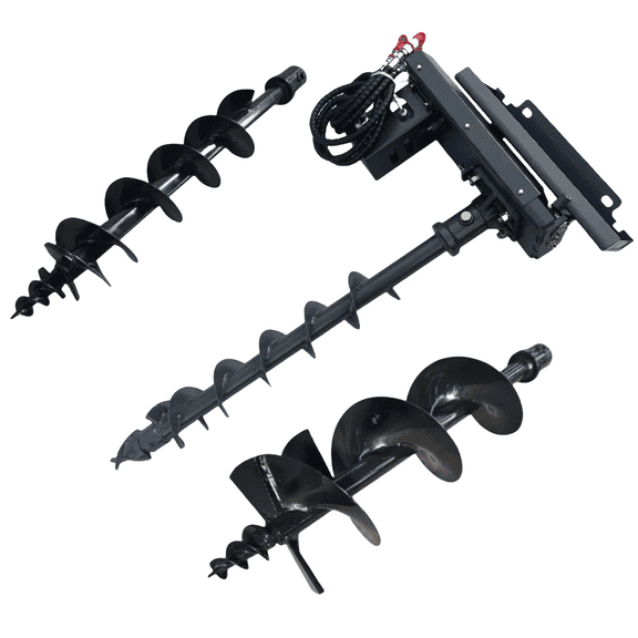 MMS Mini Skid Steer Attachment Auger Drill Hydraulic Post Hole Diggers with 6inch/8inch/12inch Drill Rod