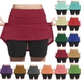 thumbnail image 1 of Mini Skirt With Tiered Hem Zhongda Girls' Fashion Solid Color Patchwork Loose High Waist A-Line Fake Two Piece Sports Pants Skirt Half Body Skirt Wine 12 Years, 1 of 7
