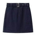 thumbnail image 1 of Mini Skirt Women Casual High Waist Slim Skirts Fashion Temperament Belt Decorated Corduroy Skirt Solid Color Short Office Work Skirts, 1 of 4