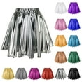 thumbnail image 1 of Mini Skirt for Women Carnival High Waist Pleated Solid Color Short Loose Metallic Skater Shiny A Line Skort Casual Womens Skirts Black L, 1 of 4