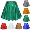 thumbnail image 1 of Mini Skirt for Women Carnival Metallic Skater Sparkly Shiny Flared Pleated A Line Skort Casual Comfortable Womens Skirts Green L, 1 of 3
