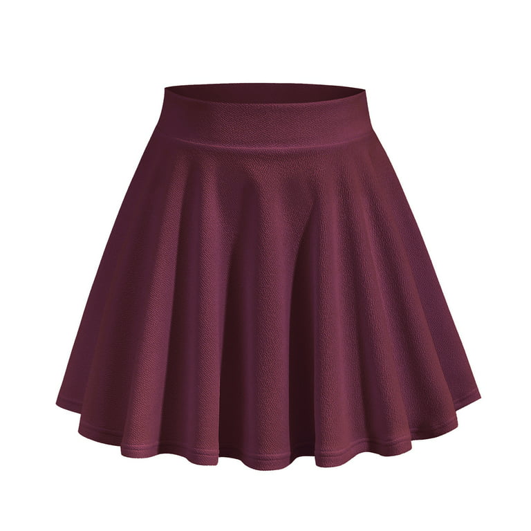 Mini Skirt for Women Casual Summer High Waisted Basic Stretchy Flared  A-Line Pleated Short Skater Skirt