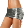 thumbnail image 1 of Mini Skirt for Women Ruched Side Drawstring Bodycon Bottoms Shiny Metallic Club Skirts Low Rise Nightclub Rave Wear, 1 of 3