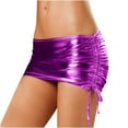 thumbnail image 1 of Mini Skirt for Women Ruched Side Drawstring Bodycon Bottoms Shiny Metallic Club Skirts Low Rise Nightclub Rave Wear, 1 of 3
