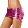 thumbnail image 1 of Mini Skirt for Women Ruched Side Drawstring Bodycon Bottoms Shiny Metallic Club Skirts Low Rise Nightclub Rave Wear, 1 of 3