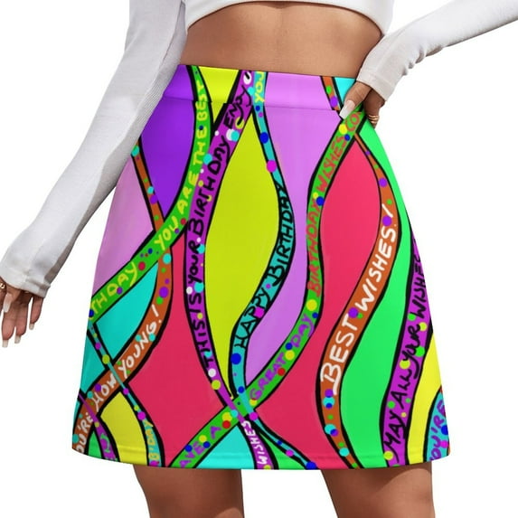 Mini Skirt for women Word Art Aestheti Skirt Christmas Letter Print Kawaii Mini Skirts Street Style