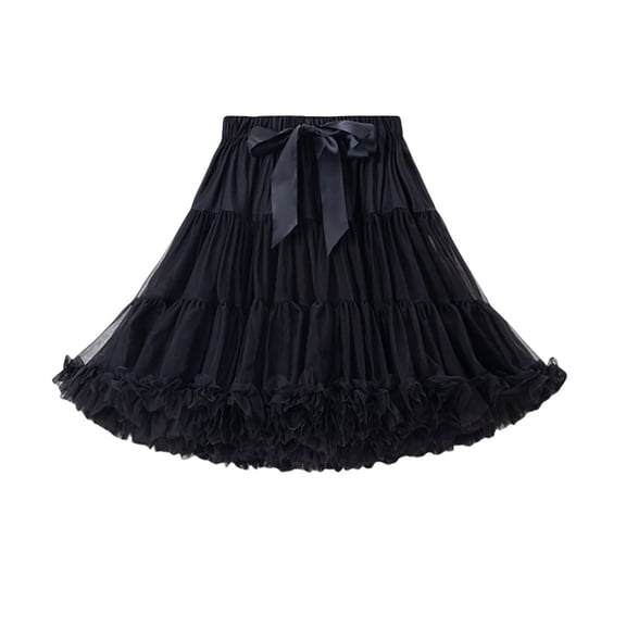 Mini Skirts for Women Elegant Ballet Puff Style Tutu Skirt Flowy High Waist Layered with Soft Waistband Black One Size