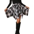 thumbnail image 1 of Mini Skirts for Women High Waisted Asymmetrical Hem Fashion Plaid Skirt Black L, 1 of 7