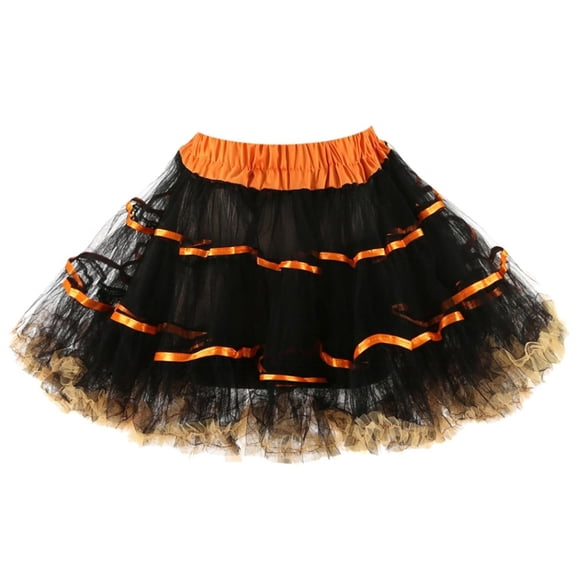 Mini Skirts for Women Petticoat Underskirt Swing Tutu Skirt Cute Style with Sheer Layers Orange One Size