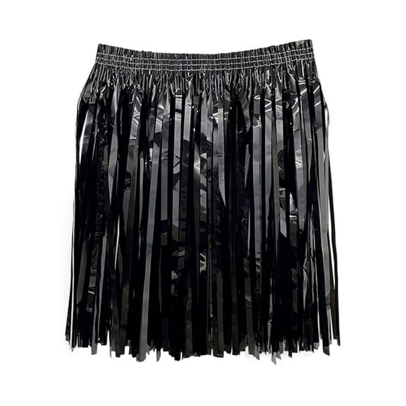 Mini Skirts for Women Rain Dance Performance Beach Music Party Masquerade Grass Skirt Ruffle Dark Gray One Size