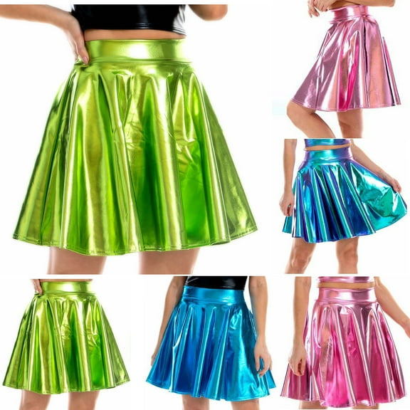 Mini Skirts for Women Solid Color High Waist Women's Basic Versatile Stretchy Flared Casual Fashion Skirts