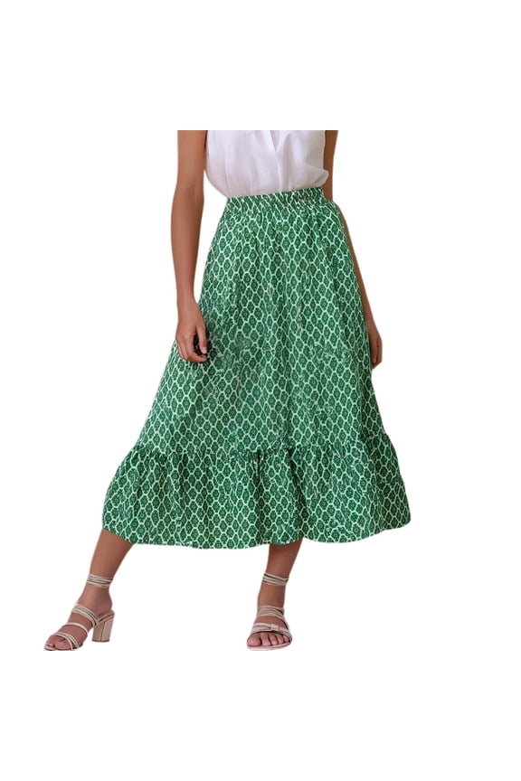 Mini Skirts for Women Summer Ruffle Hem Color Block Soft Spring Summer 2026 High Waisted Wedding Long Silk Midi Skirt
