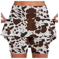 thumbnail image 1 of Mini Skirts for Women with Built In Shorts Cow Print Flowy A Line Skirt Spring Summer Comfortable Stretchy Waist Soft White L, 1 of 6