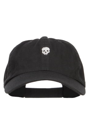 Mini Skull Embroidered Low Cap - Black OSFM