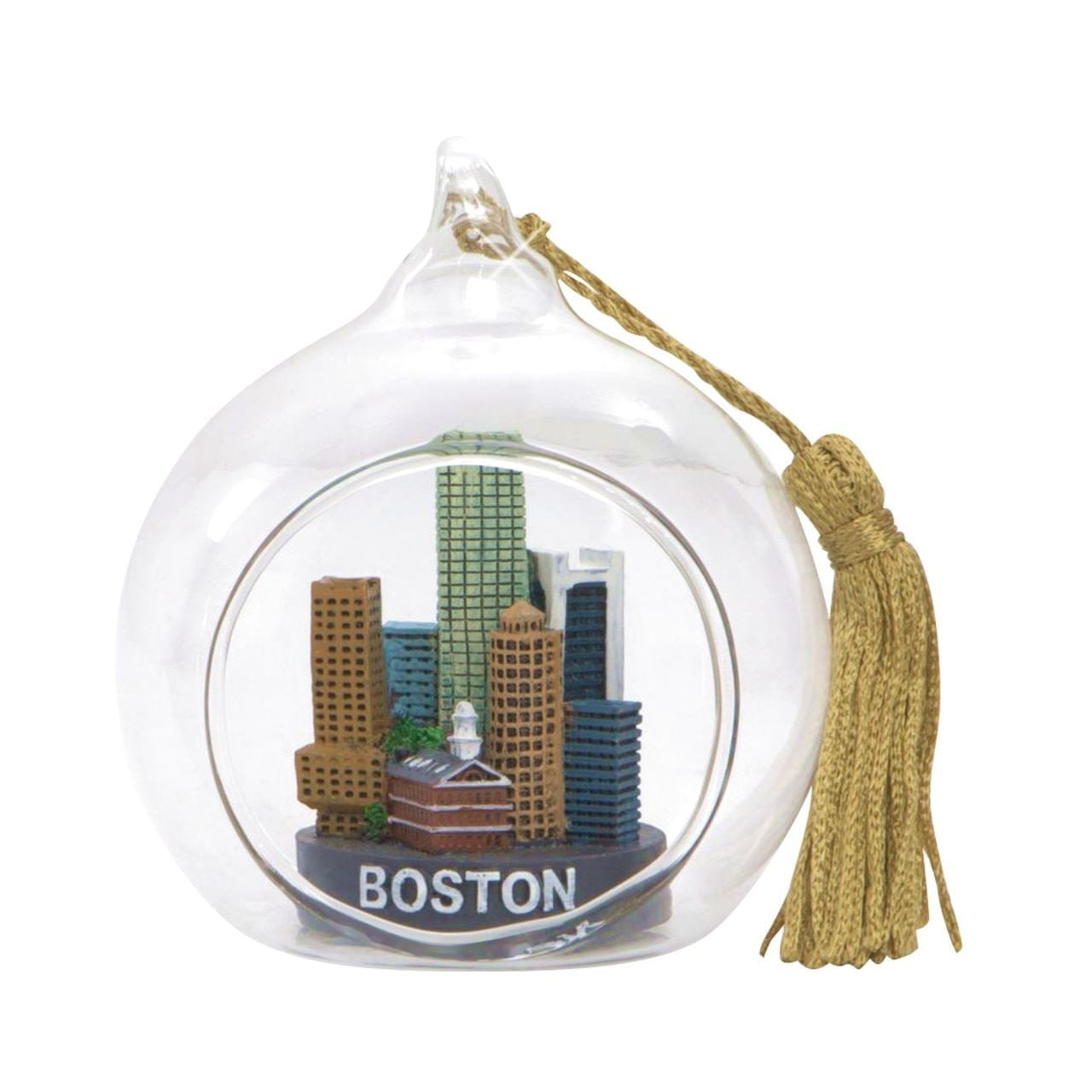 Mini Skyline Boston Christmas Ornament Open Glass Ball