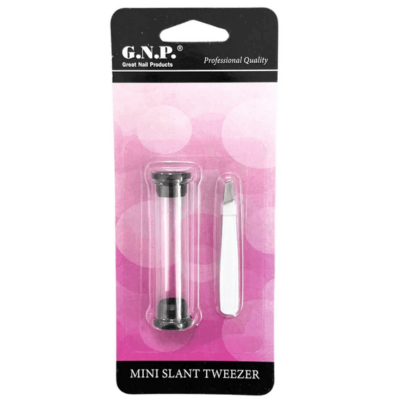 Mini Slant Tweezer with Travel Case, Precision Angled Tip for Eyebrows, Stray Hairs, Durable, Comfortable Grip, Compact, Portable, Protective Travel Case, Perfect for Home, On the Go, White