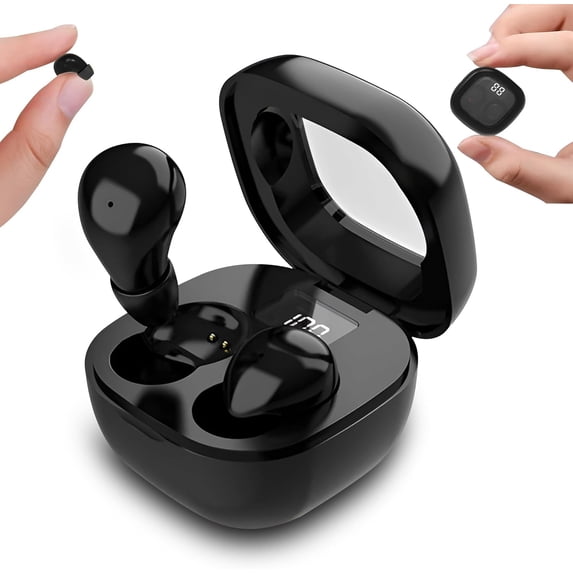 Mini Sleep Earbuds for Side Sleepers, Ultra-Light Bluetooth 5.3 Invisible Sleep Headphones with Comfortable Fit, LED Display Portable Case, Small Earphones for Sleep, Work & Sports (Black)