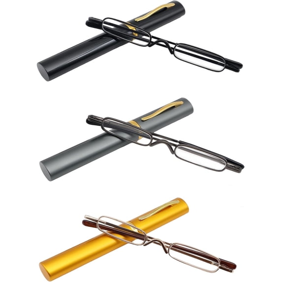 Mini Slim Pen Reading Glasses with Portable Clip Case Small Pocket Readers Men Women
