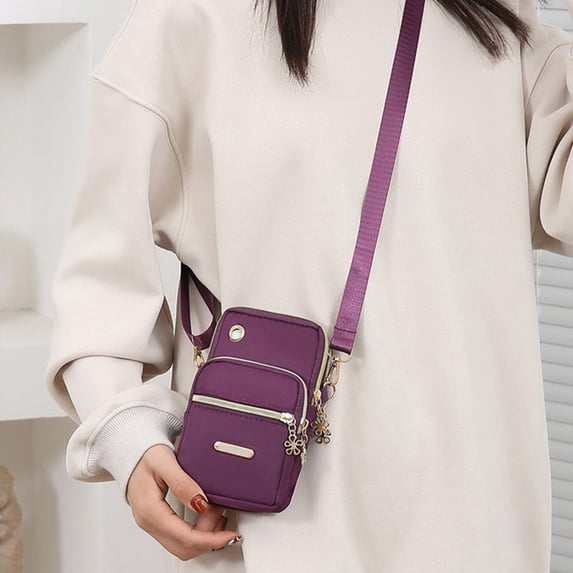 Mini Sling Bag Crossbody Backpack Lightweight Small Chest Pack for Travel Hiking Everyday Carry Phone Purse Polyester Purple