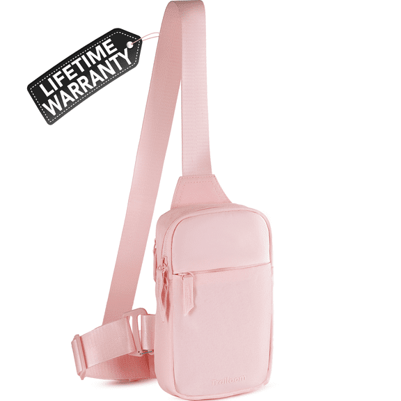 Mini Sling Bag Crossbody Fanny Pack Men & Women - Switchable Strap, RFID Blocking, Water-Repellent,Hidden Pocket - Chest Purse for Travel, EDC, Phone Holder, Small Shoulder pouch(Pink)