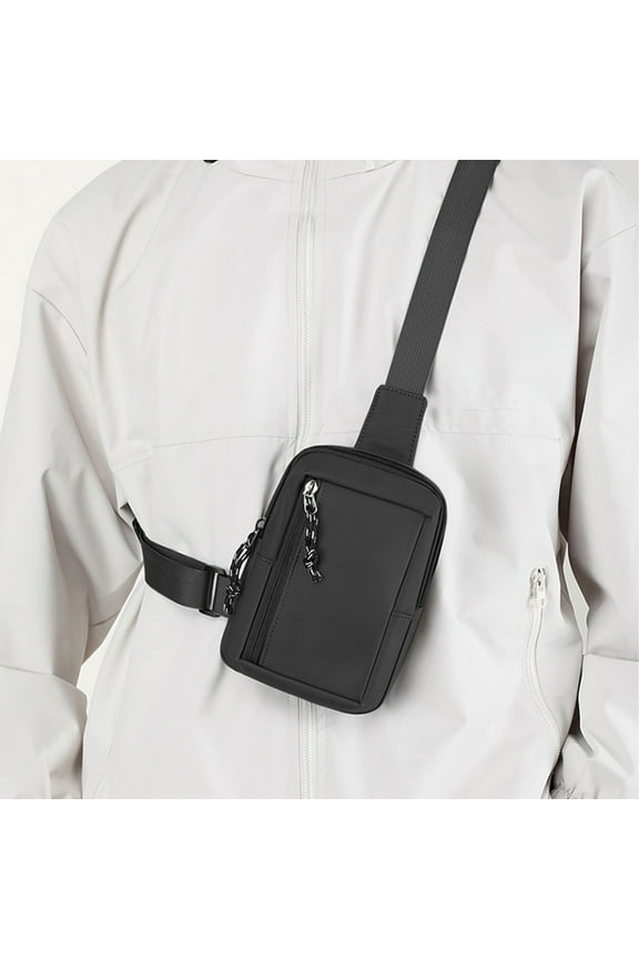 Mini Sling Bag for Men Women, Waterproof Utility Crossbody Backpack With Built in Pocket- Chest Bag for Hiking Travel Sports Running-Black