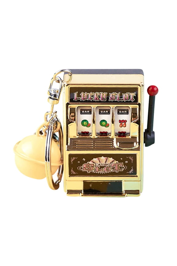Mini Slot Keychain under $5! Yannianjz Mini Fruit Machine Keychain with Pull Lever, Pocket Slot Machine Pendant, Casino Theme Keychain for Party, Gambling Novelty Gift for Friends Collection