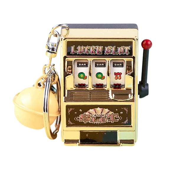 Mini Slot Machine Keychain Pendant, ZzCityTK Portable Casino Game Toy with Pull Lever Action, Fun Luck Testing Trinket for Parties Gifts Casino Nights