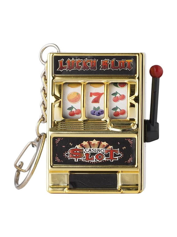 Mini Slot Machine Toy,Funny Money Coin Bank with #Spinning# Reels and Keychain, Slot Machine Jackpot with Lever Casino Game,for Creative Festival Birthday Cake Decor Z9C0
