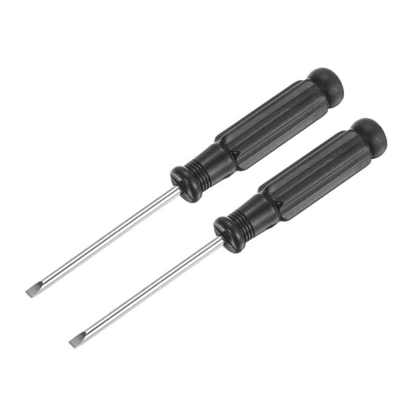 Mini Slotted Screwdriver, 2.5mm Flat Head with Black Handle for Small Appliances, 2 Pack