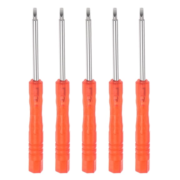 Mini Slotted Screwdriver, 2mm Flat Head for Electronics Repair, 5 Pack (Red)